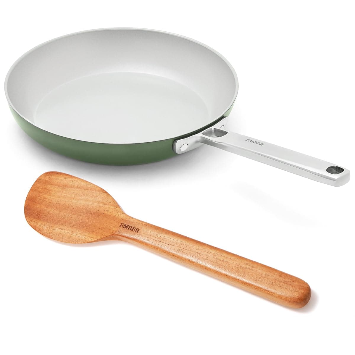 - Ember Cookware Arcilla Ceramic Frying Pan 24cm | Non Stick Induction Cookware | Non Toxic Pan | ISI Certified | Ceramic Fry Pan for Cooking | Steel Handle | 5-Year Warranty | Green