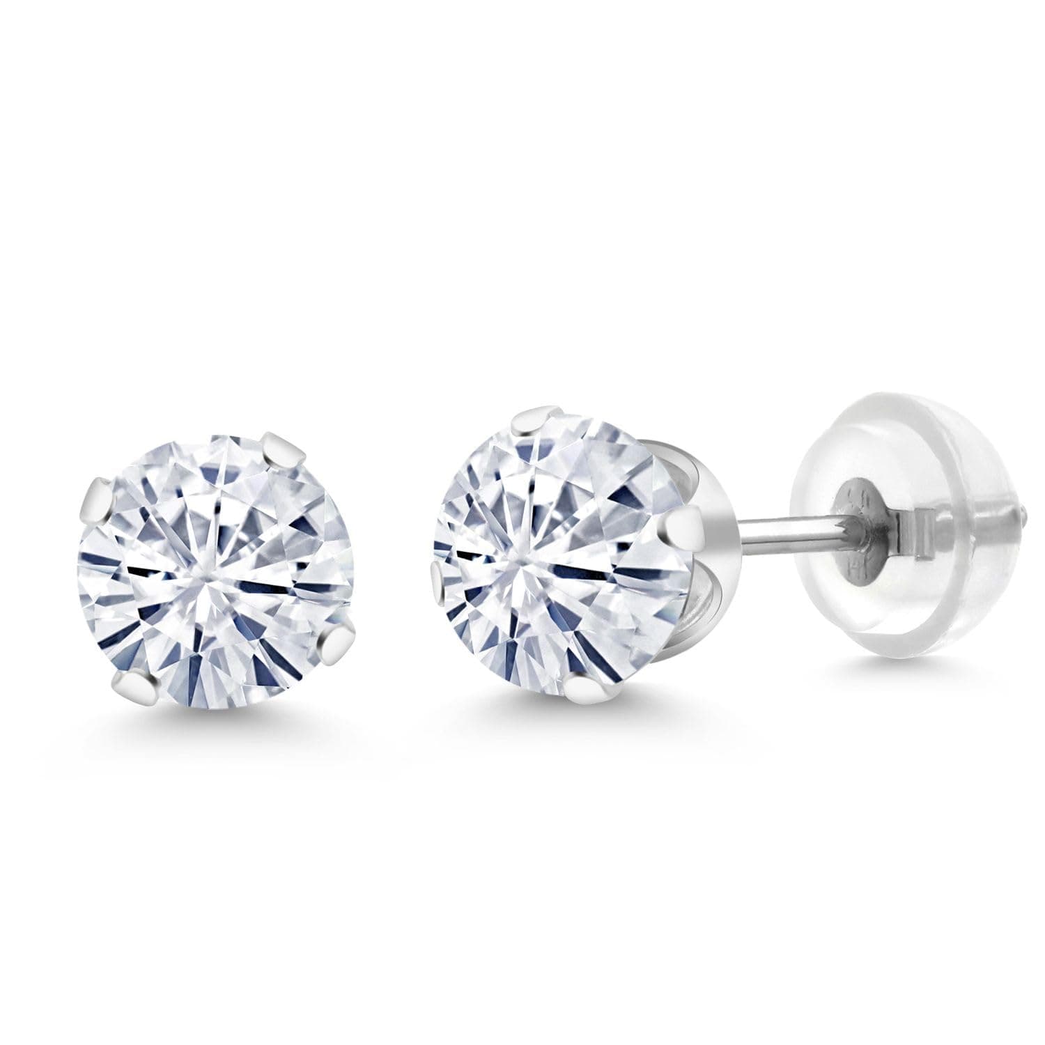 Gem Stone King 14K Gold Gemstone Birthstone Solitaire Stud Earrings | Round 6MM | Gold Earrings For Women Men
