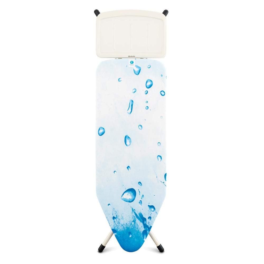 XL Comfort Ironing Board with Solid Steam Generator Rest | Large (Size C) | Fairtrade Ice Water Cover | Adjustable Height (27-38"), XL Rest, Easy Fold, Anti-Collapse Lock, Non-Slip Feet
