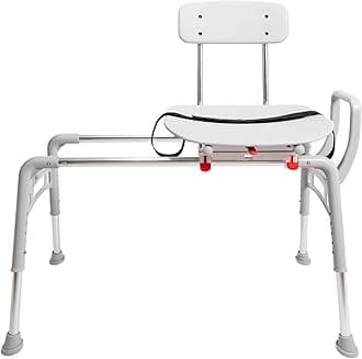 Eagle Health Supplies Ergo Swiveling and Sliding Bathtub Transfer Bench and Shower Chair (Reg) (78668), Safe, Comfortable Ergonomic Seat, No Tools Needed, Height Adjustabl