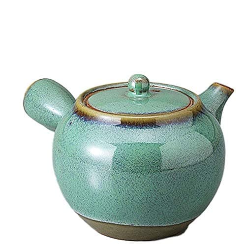 Japanese Kyusu Teapot Authentic Mino Ware, 12.2 fl.oz. Ceramic Kinyou Green for hot tea green tea bancha M57815 from Japan