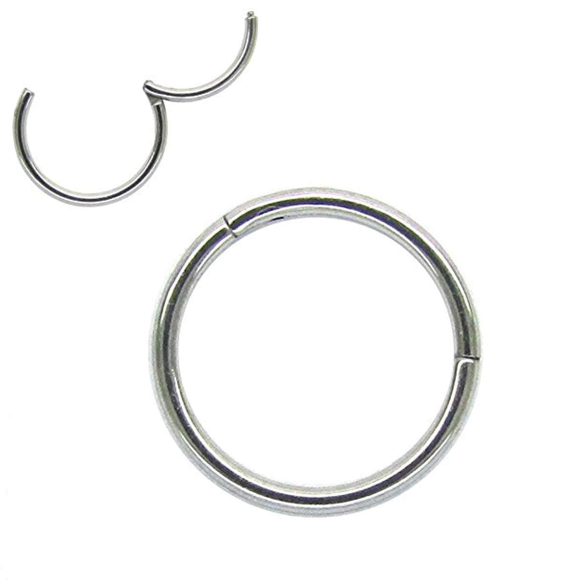 1Pair Hinged Clicker Segment Lip Nose 18G 8mm Hoop Rings Daith Cartilage Tragus Steel Color