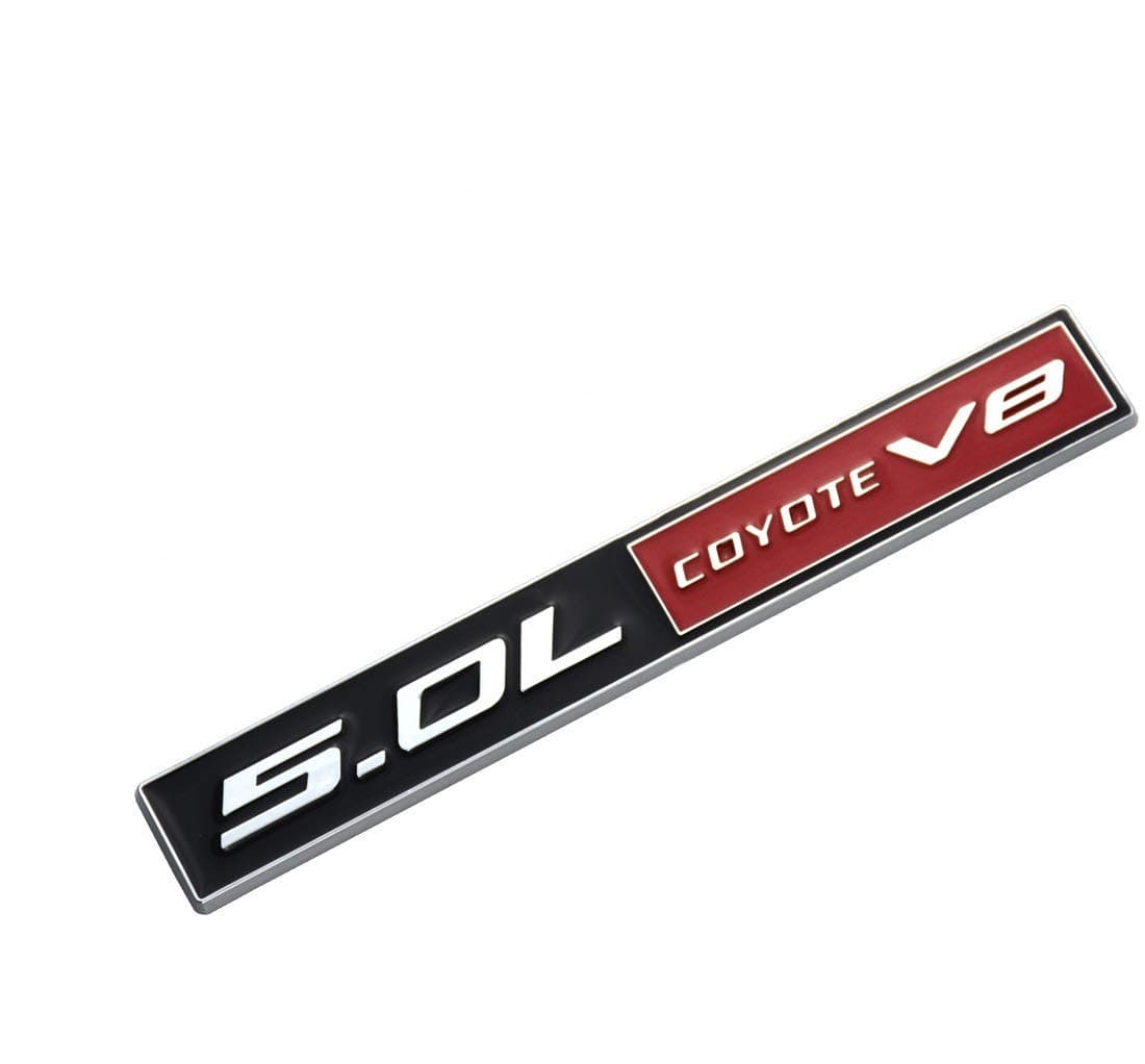 1pcs 5.0L Coyote V8 Emblems, 3D Trim Fender Hook Trunk Badge Decals Stickers Replacement for F150 (Black/red)