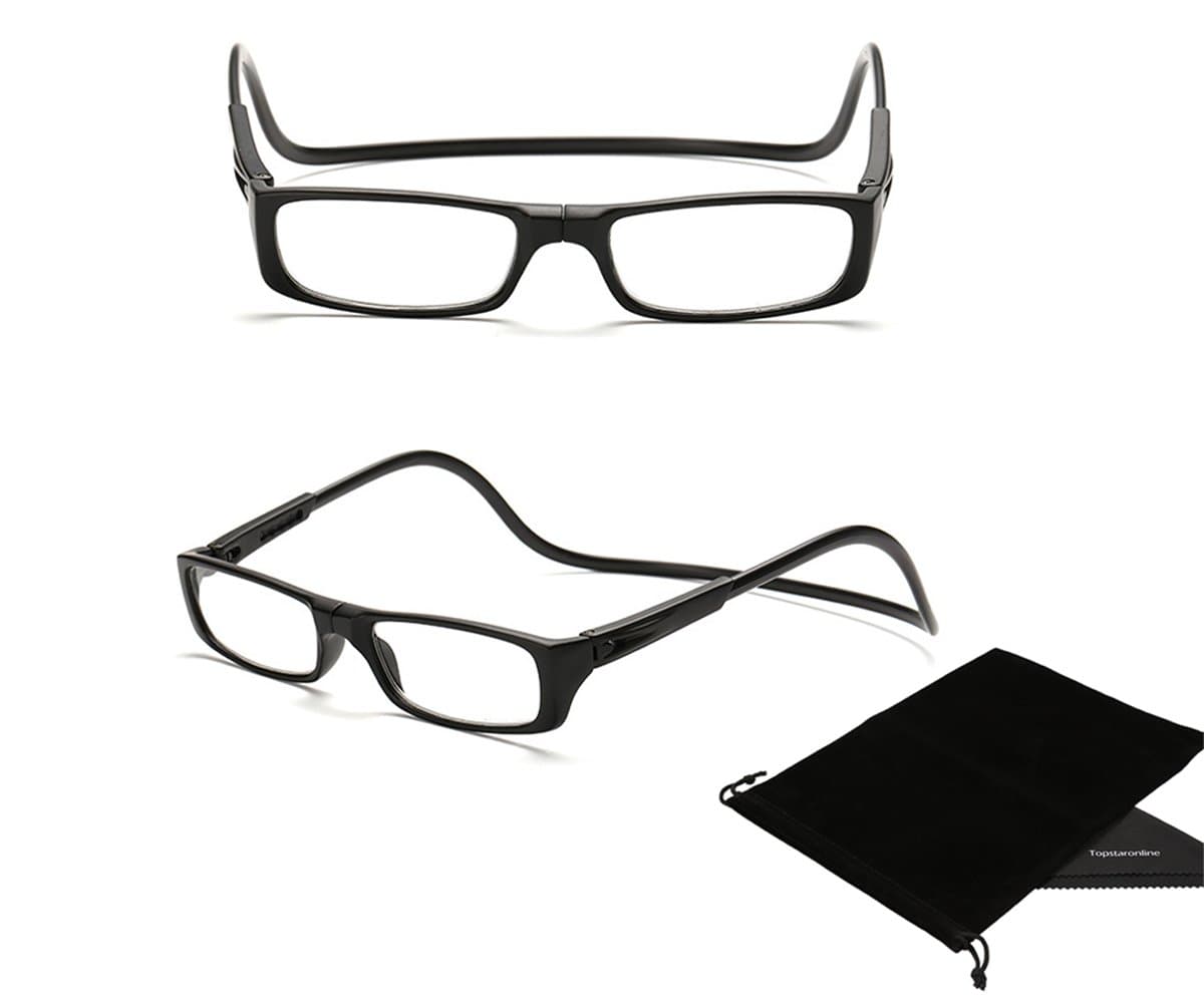 TOPSTARONLINE Multi-Color Adjustable Magnetic Reading Glasses from +1.00 to +4.00 Diopters (+4.00, Black)