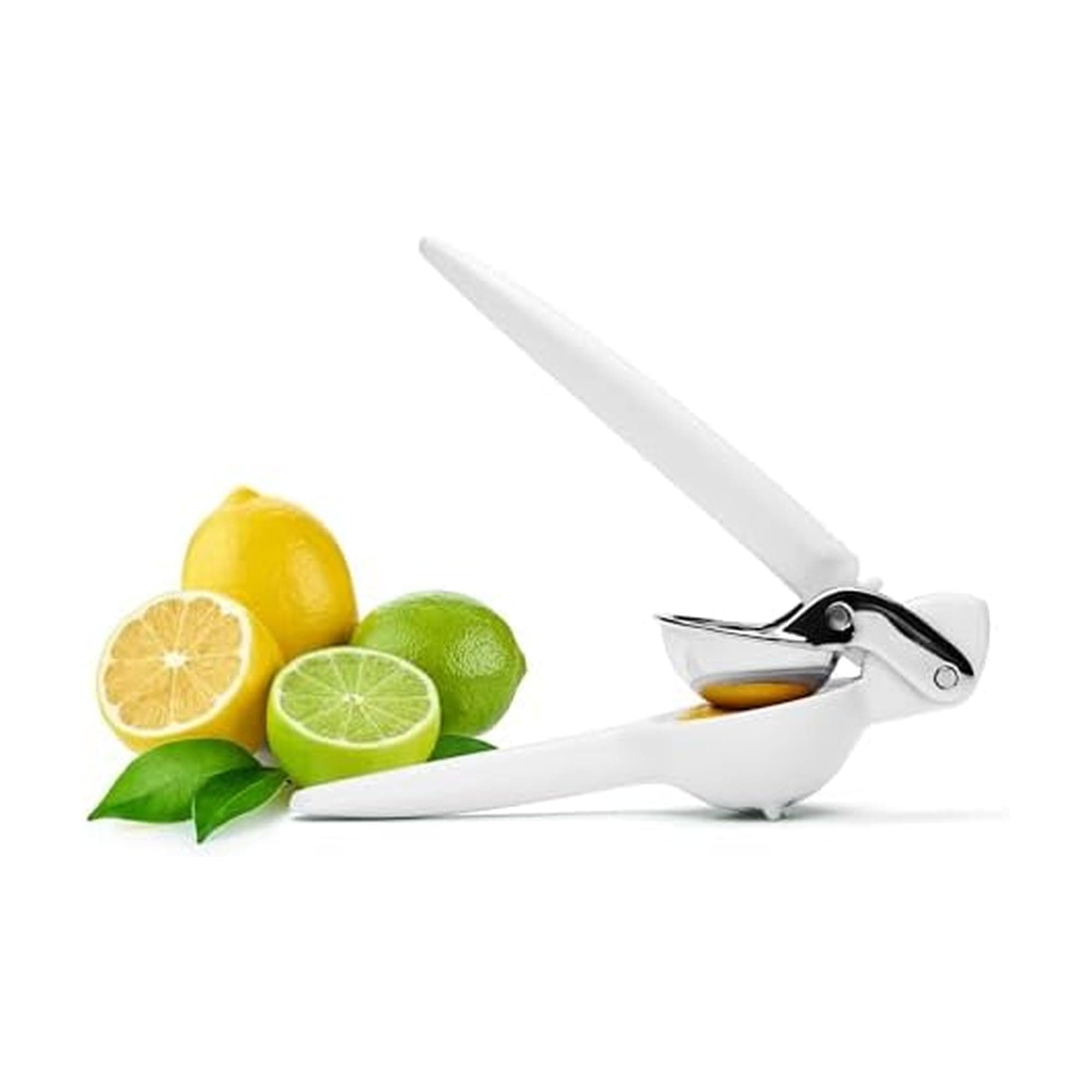 FreshForce Lemon Squeezer Citrus Juicer, Manual Hand Press with Dual-Gear Power for Maximum Juice Extraction, Durable, Baking White