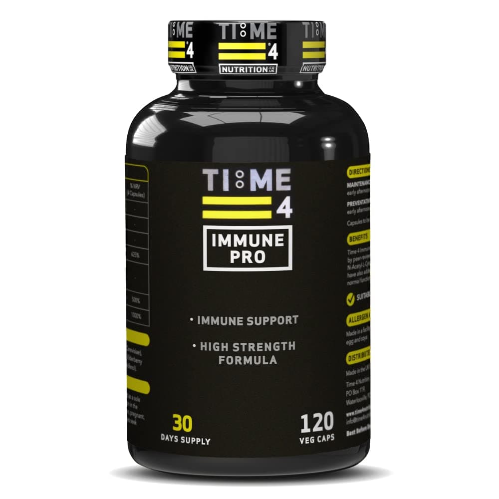 Time 4 Immune Pro 120 Vegan Caps, 30 Day Supply High Strength Immune System Booster, NAC, Beta Glucans, Quercetin, Vitamin C, Elderberry, Zinc, Vitamin D, Immune Support, Extra Protection, Gluten Free