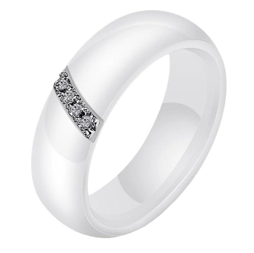 HIJONESCeramic Women's Ring with Cubic Zirconia