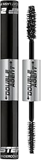 Double Agent Lash Extender Undercover Fiber Booster Mascara, dual lash system, increase eyelash length and volume, boost lashes for a bold dramatic look, voluminous makeup mascara, Jet Black