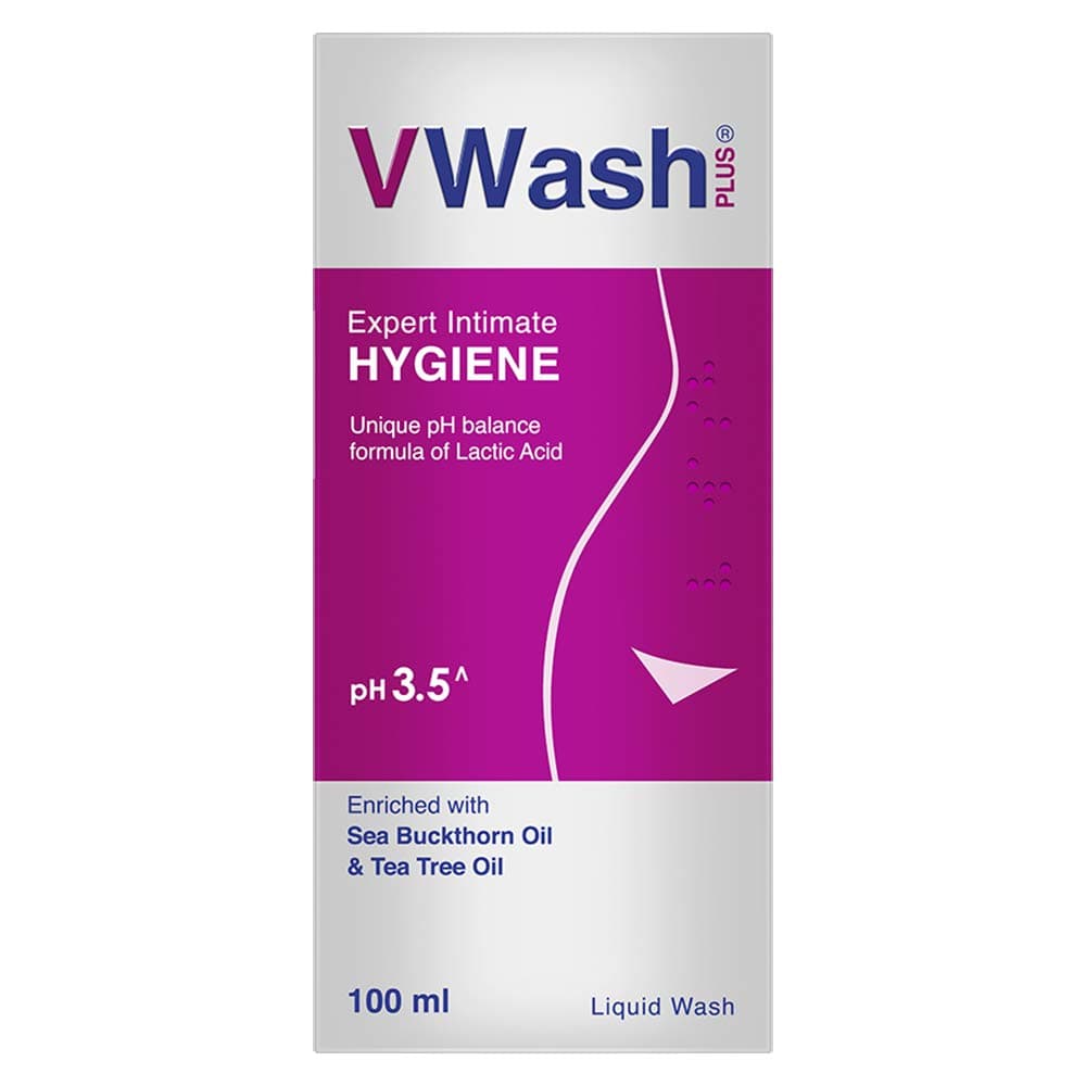 VWash Plus Expert Intimate Hygiene, With Tea Tree Oil, Liquid Wash Prevents Dryness, Itchiness And Irritation, Balances PH, Paraben Free, 100 ml