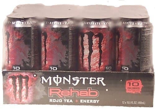 Monster Rehab Raspberry Tea and Energy 15.5 Oz - Pack of 12