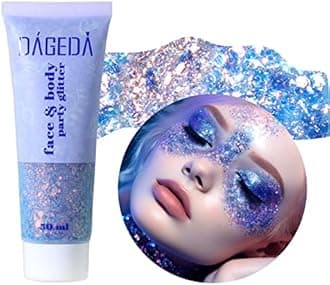 DAGEDA Body Glitter Gel, Face Glitters Body Gel Sequins Shimmer Liquid Eyeshadow, Chunky Glitter for Face Hair Nails, Holographic Cosmetic Laser Powder Festival Glitter Makeup 1.7oz (Mermaid)