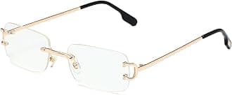 Rimless Rectangle Sunglasses for Women Men,Retro Frameless Eyewear Sun Glasses