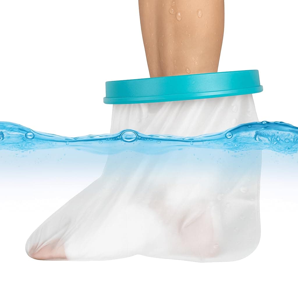 Waterproof Foot Cast Cover for Shower, Reusable Ankle Cast Protector for Adults, Watertight Shower Boot After Surgery, Foot Wound Bandage Dressing Guard, Latex-Free Medical Grade [2026 Upgrade]