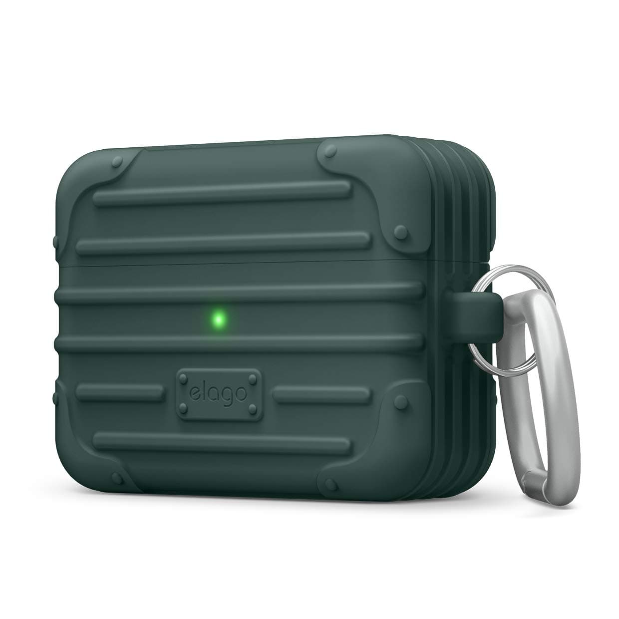elago Suit Case Compatible with AirPods Pro Case [Midnight Green] - Premium Silicone, Shock Absorbing Drop Protection, Supports Wireless Charging, Adhesive Tapes Included