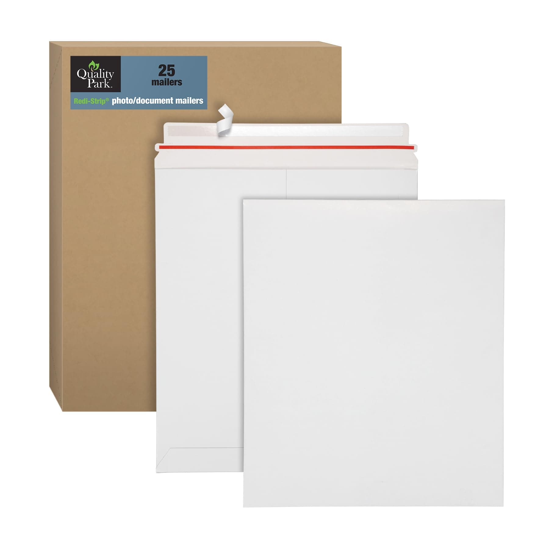 Quality Park 12-3/4 x 15 Photo Document Mailer with Peel and Seal Self Seal Closure, Extra Rigid 26 Pt White Fiberboard, 25 per Box (QUA64019)