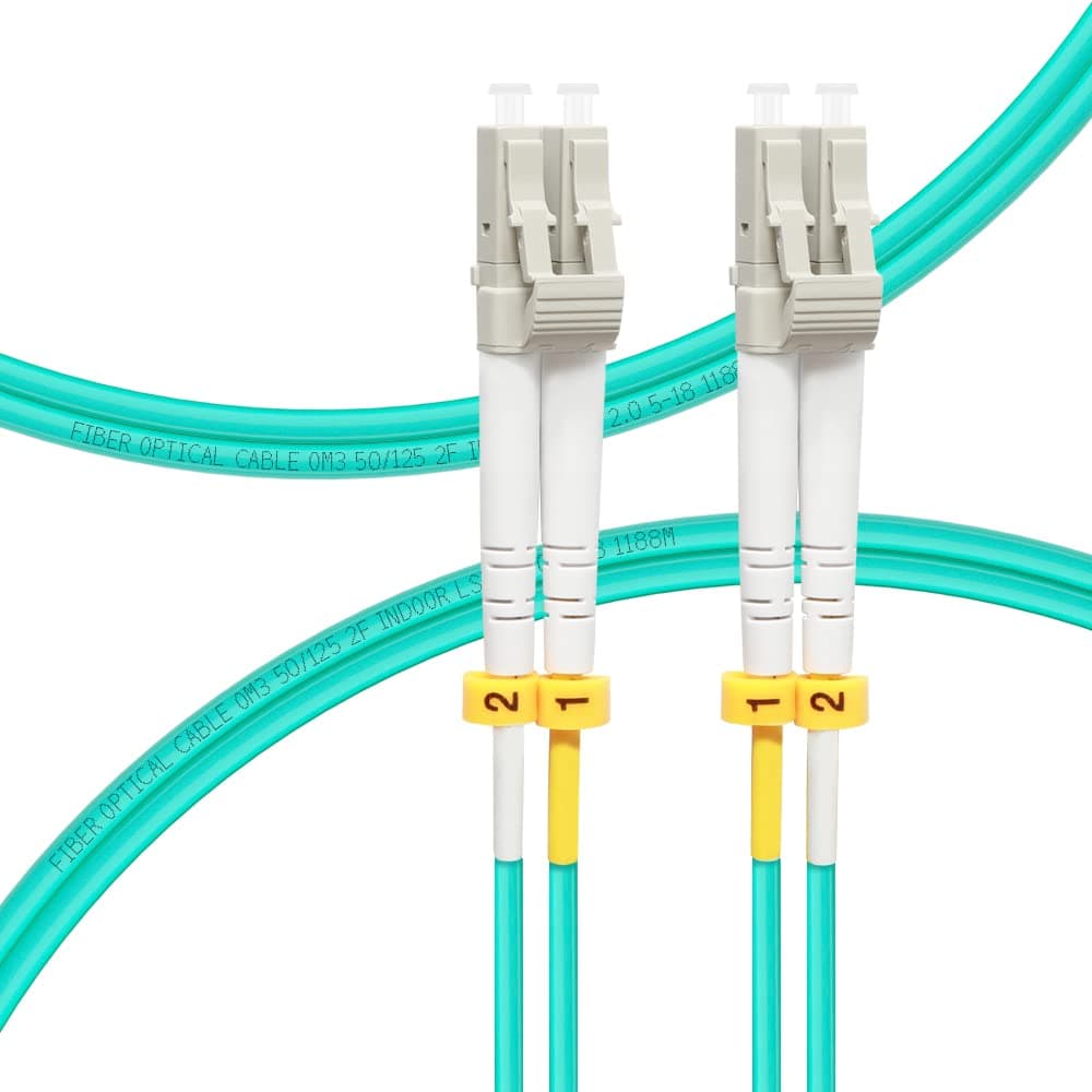 Fiber Optic Cables LC to LC OM3 10Gb Multimode Duplex Fiber Optic Cord 50/125um UPC/UPC LSZH for SFP+ Transceiver 0.2M(7inch)-FLYPROFiber