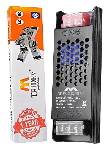 DC 12V 5A 60W Switching Power Supply Universal Regulated Transformer (AC 220V/240V to DC 12Volt 5Ampere 60Watts Suitable for LED Strips, car stereos, Wireless routers, Printers..