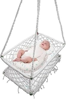 Patiofy Cotton Newborn Baby Jhula for Sleeping/Used for Baby Sleeping/Baby Swing Hanging/Baby Swing Indoor/White in colour