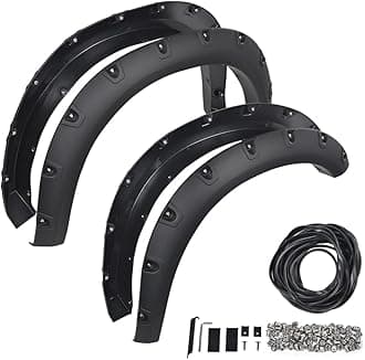 G-PLUS 4PCS Pocket Riveted Fender Flares Compatible with 2019-2022 Dodge Ram 1500 Smooth Modified Matte Black (Not Fit Dually models)
