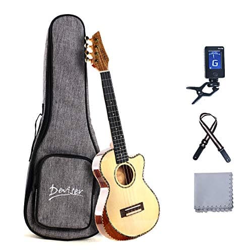 Deviser D10 Tenor Ukulele 26inch Cutaway Thin Body Travel Ukelele kit Solid Spruce Top Rosewood Back & Side …