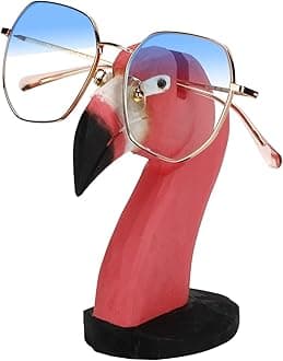Audoloku Wood Eyeglass Holder Flamingo Glasses Stand Handmade Carving Sunglasses Display Rack for Home Office Desk Decor Flamingo Gifts for Women Men