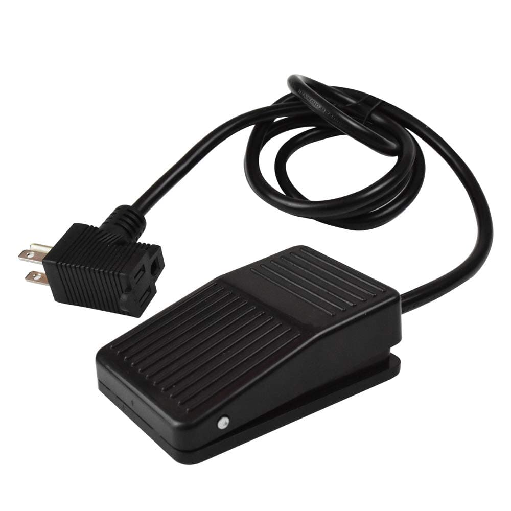 Foot Switch, Foot Operated Pedal Controller Power Switch Woodworking Machine Control, 5-ft Cable with Piggyback Plug, Deadman Style