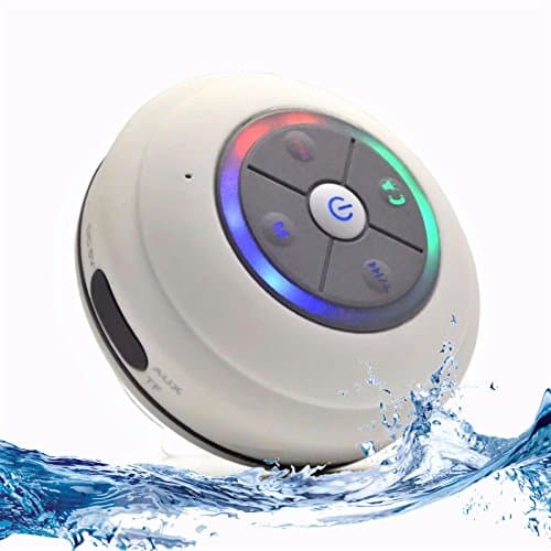 Bluetooth Waterproof Wireless Speaker with Color Changing LED Lights. IPX4 Waterproof Rating with Removable Suction Cup, Handsfree Speakerphone & MicroSD Slot for Local Playback!