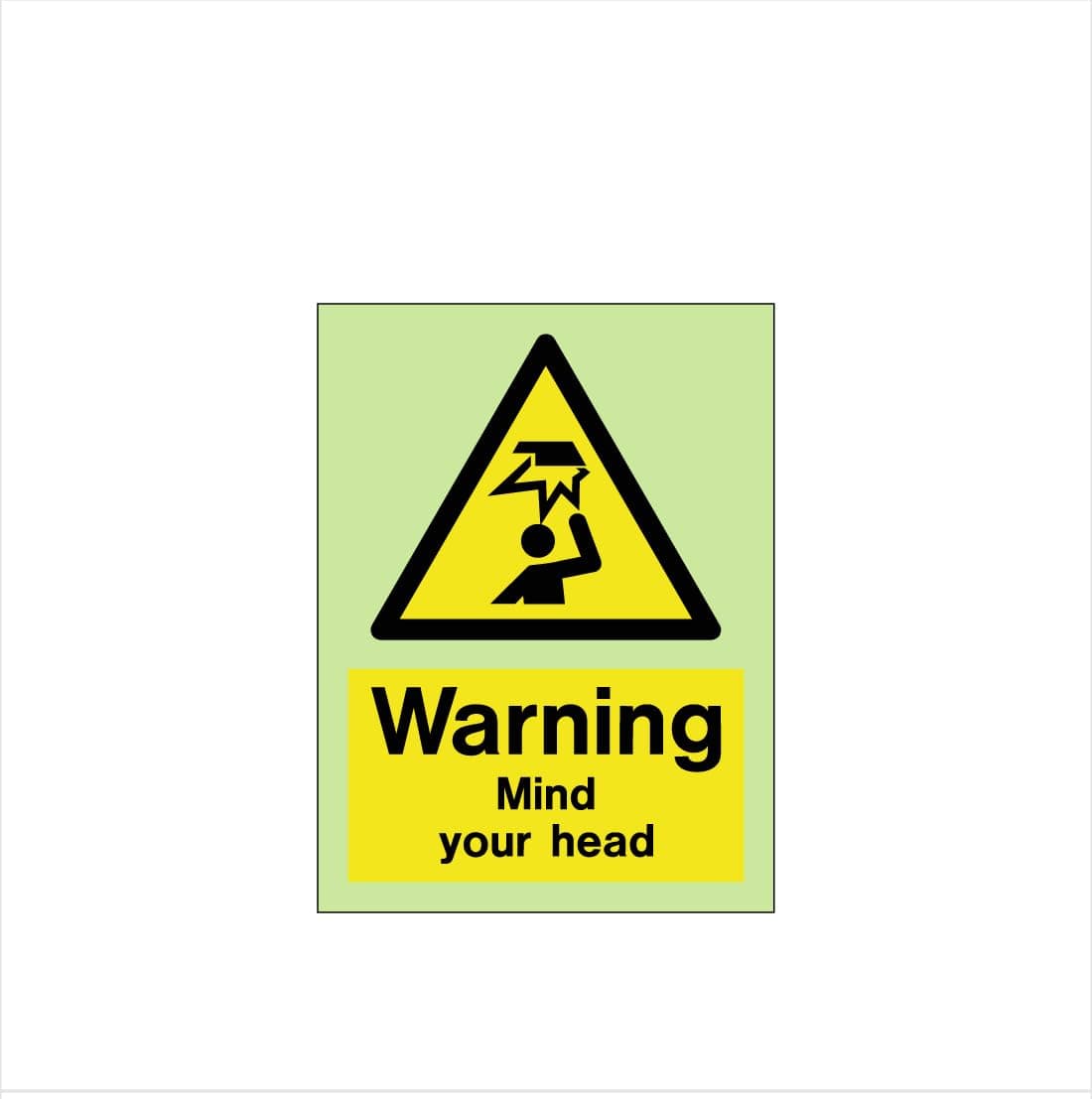 Warning Mind Your Head Sign |Foam Board |Radium Night Glow Illumination |Foam Board Fixed with Waterproof Radium Night Glow Illumination Sticker and Strong Doubleside Tape