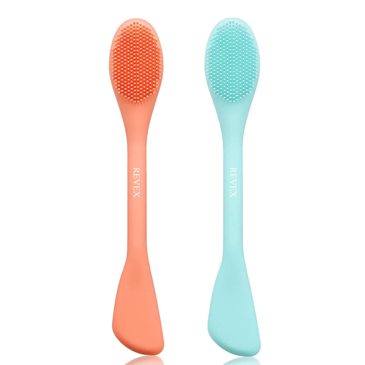 REVEX Silicone Face Mask Applicator,Face Scrubber,Exfoliating Pore Scrubber,2Pcs Pore Cleaning Brush,Facial Cleansing Brushes,Face Brush for Women Men.(Orange+ Blue)