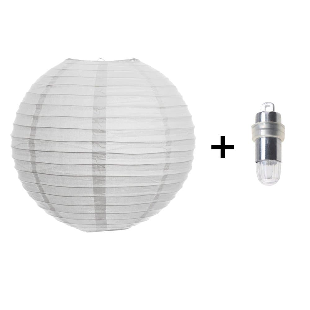Acmee 10" Rice Paper Lantern + LED White Lights (5pcs White Paper Lanterns + 10pcs LED White Lights)