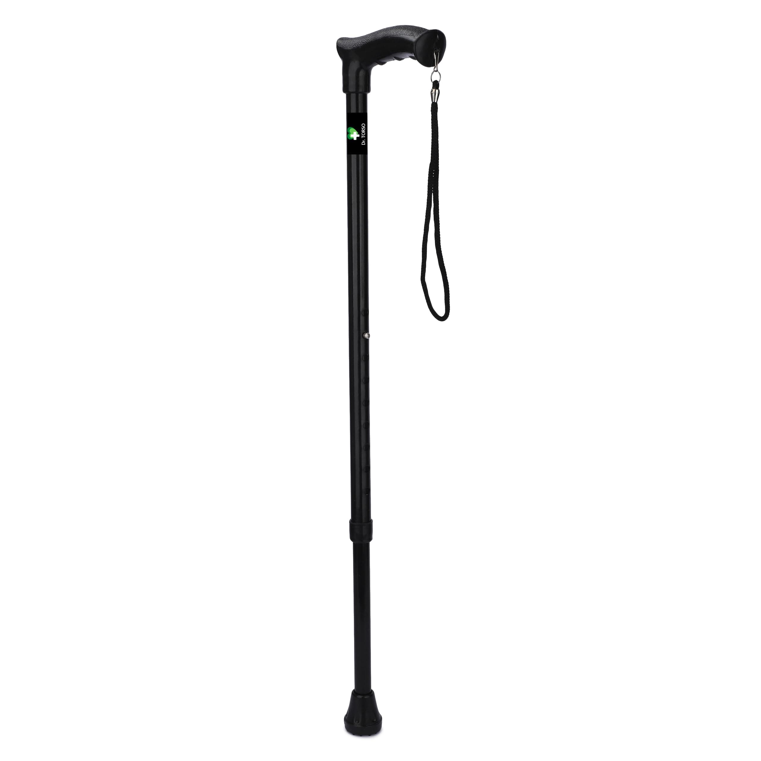 All New Walking Stick with Adjustable Height | Anti-Slip Base for Patients, Old People or Physically Challenged (Black) Steel