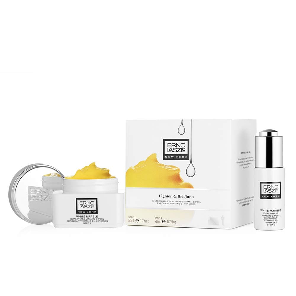 Erno Laszlo Brightening Dual Phase Peel | 2-Step Vitamin C Exfoliator (1.7 Fl Oz) & Lactic Acid Activator (.7 Fl Oz) | Smooth & Illuminated Skin
