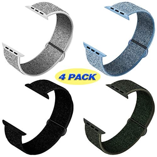 QIENGO 4Pack Compatible for Apple Watch Band 38mm 40mm，Adjustable Soft Lightweight Breathable Sports Replacement Band for Series 5 4 3 2 1(4PackB)