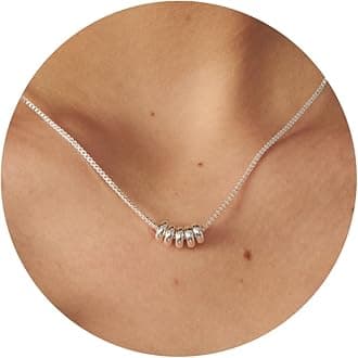 Silver Necklace for Women, 14K White Gold Plated Dainty Infinity Bead Star of David Starfish Sun Hummingbird Butterfly Flower Palm Tree Plane Sunflower Pendant Necklaces Simple Jewelry