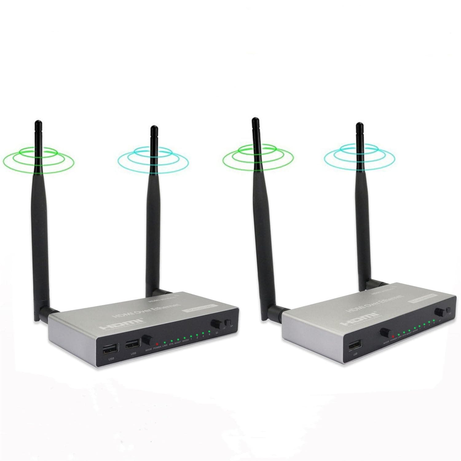 200M Wireless Hdmi Extender ， Transmitter Receiver 2.4G+5G Dual Frequency Transmission One Tx To Multiple Rx And With Loop-Out Ir For Laptop Pc Tv (Tx+Rx)