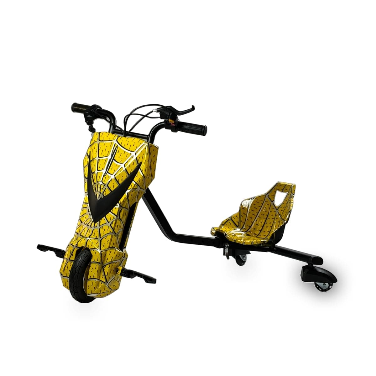 36V Electric Drift Trike for Kids | 8" Front Motorized Wheel & PU Rear Wheels with LED Lights | Variable Speed Ride-On | Suitable for Ages 8-14 | Unique Stylish Designs (Yellow Spider)