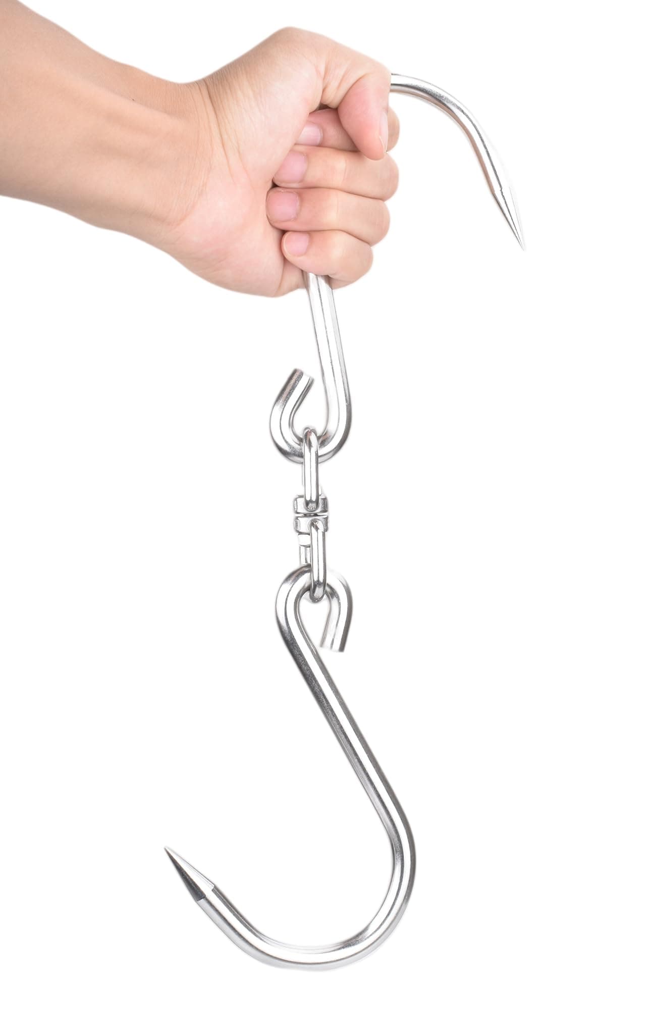 Swiveling Meat Hook Heavy Duty Stainless Steel Processing Butcher Hooks - Large Fish,Hunting,Carcass Hanging Hook Pack of 2 (13inch Swiveling Meat Hook)