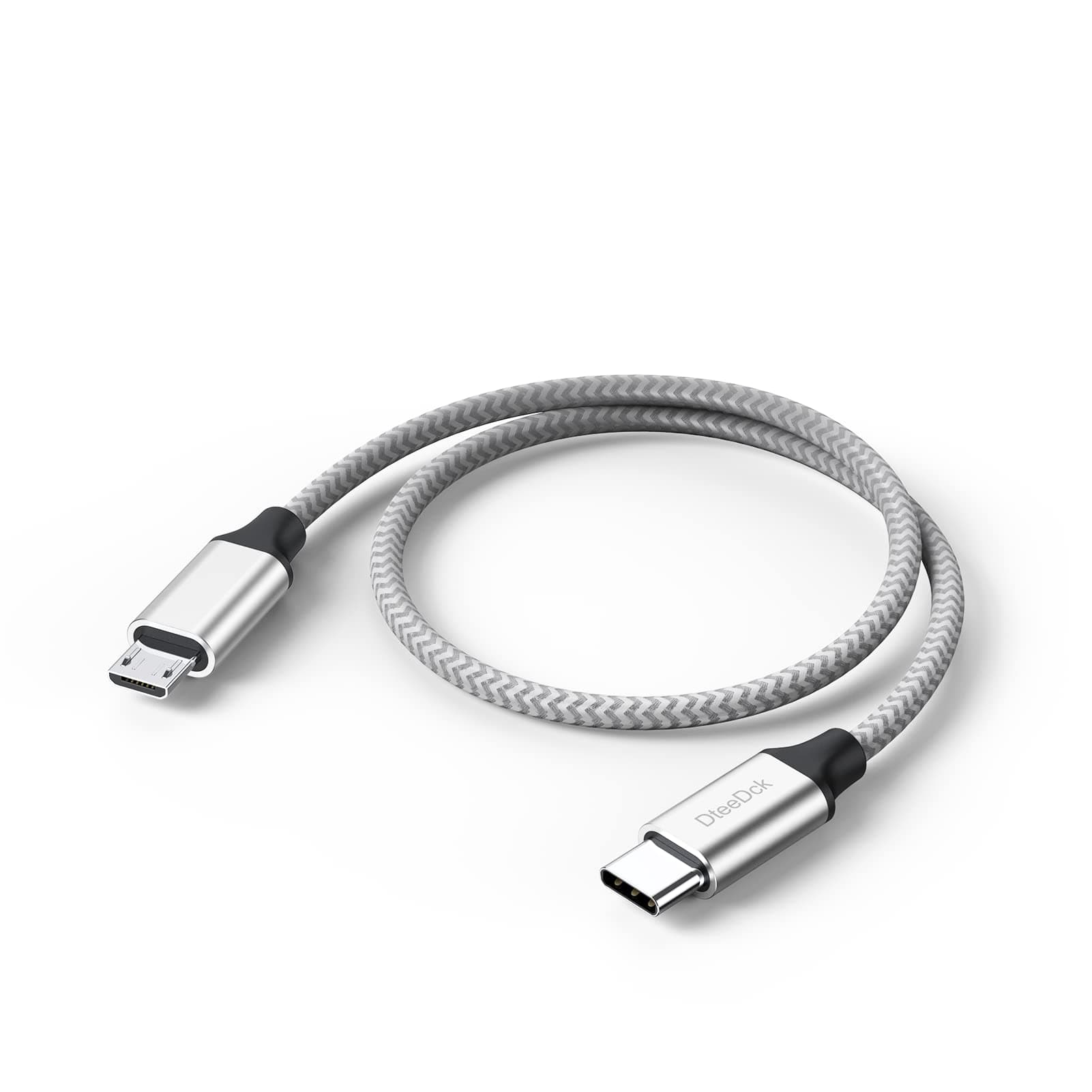 USB C to Micro USB Cable 1ft, 16W Charging & 480Mbps Data Transfer USBC Type C to MicroUSB Cord Braided Male to Male USB-C 2.0 30.5cm for Old Android Phone Kindle PS4 Xbox One and More