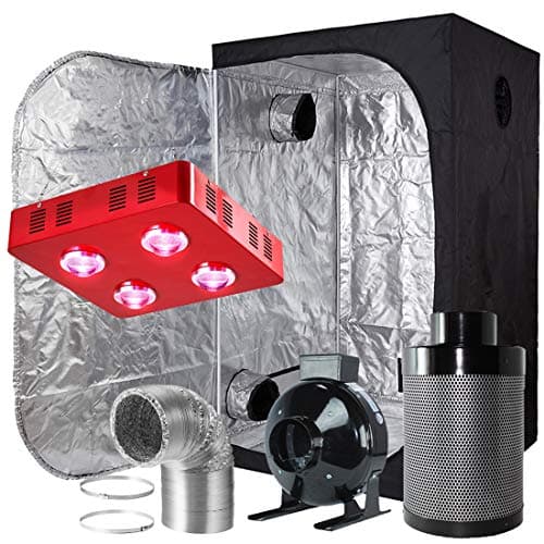 Hydropics 800w cob Led Grow Light Full Spectrum for Hydroponics Greenhouse Indoor Plant Veg Flower System 36''X36''X72'' Grow Tent Kits Package 6" Inline Fan Carbon Filter Combo (3‘X3' Grow Tent Kit)