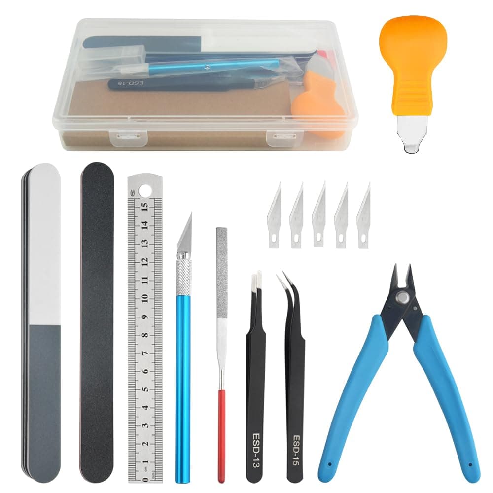 Bigstone 15 PCS Model Tools Kit Hobby Building Tools Craft Set Modeler Basic DIY Tools for Gundam Cars, Airplanes, Buildings, Robots Plastic Models Building Repairing and Fixing