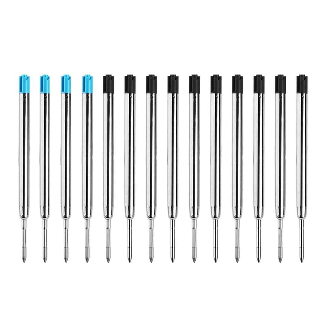 Ballpoint Pen Refills, 14 Pack for Bolt Action Pen, Compatible with Parker, 0.5mm Fine Point, Black and Blue Ink(PR1408)