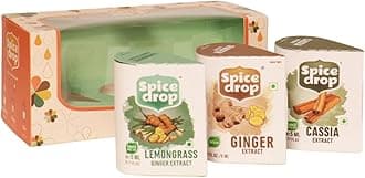 SPICE DROP Health Combo Gift Hamper of Lemongrass, Cinnamon and Ginger | Natural Extract | Ready & Easy to Use For Healthy and Tasty Food | 5ml ( 3 x 180 Drops )