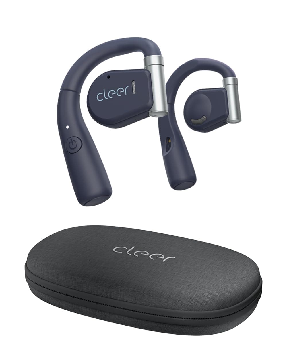 Cleer ARC Open Ear Headphones – True Wireless Earbuds with Superior Sound Quality, Touch Controls, 18 Hours of Playtime, Secure Fit & Bluetooth 5.0 with Ear Hooks, Customizable EQ Settings, Navy Blue