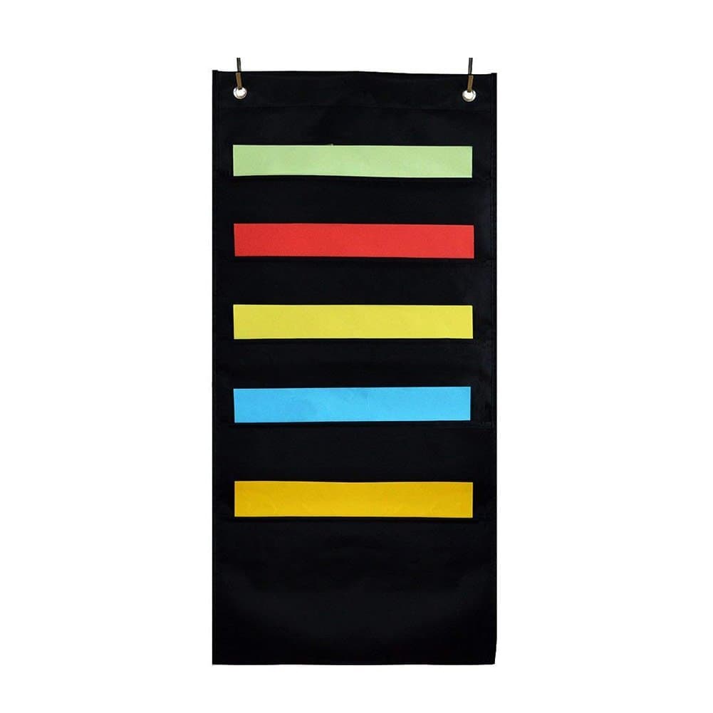 Hanging File Folder Holder, Mallalah Hanging File Folder Organizer Cascading Fabric Organizer, Perfect for Home Organization, School Pocket Chart, Office Bill Filing. Wall or Over Door Mount (5 Slots)