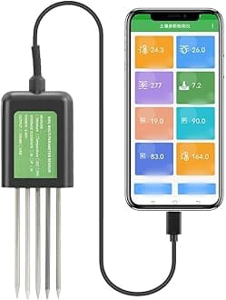 7-in-1 USB Soil Sensor, With PH EC Temperature Humidity Moisture NPK Measurement, Waterproof IP68 Metal Probe, For Agriculture Gardening