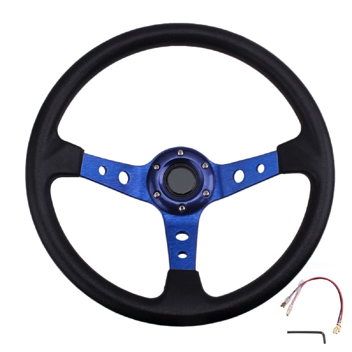AUTO SNAP 14inch 350mm Deep Dish Drifting Steering Wheel Universal PU Aluminum Car Auto Racing Sport Universal Car Steering Wheel Cover Spinner