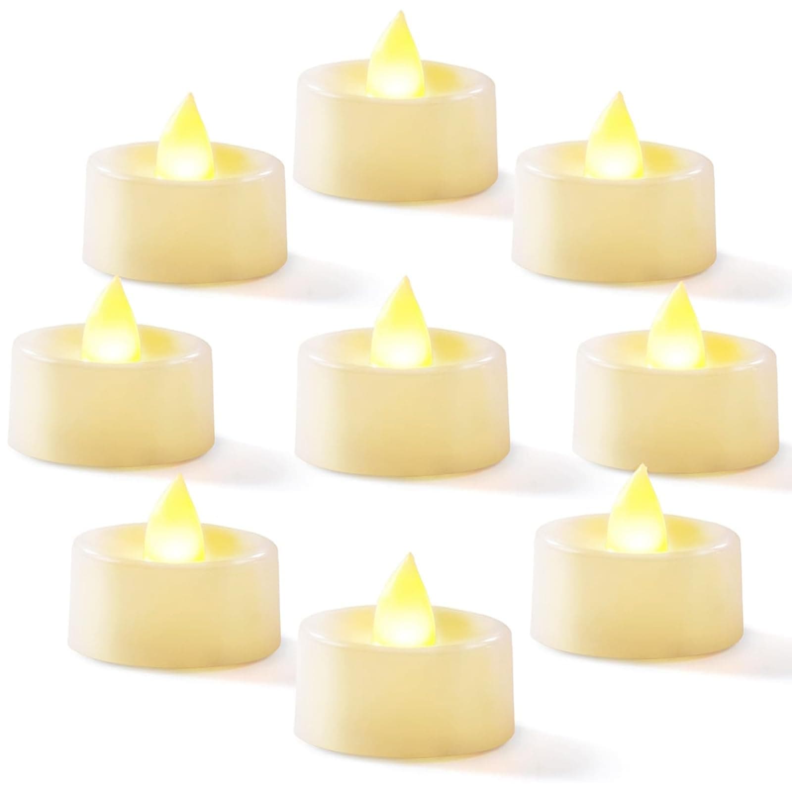 Homemory 24 Pack Warm White Battery LED Tea Lights, Lasts 3X Longer, 200Hours, Flameless Flickering Tealight Candle, Electric Fake Candle for Votive, Wedding, Party, Table, Dining Room, Gift