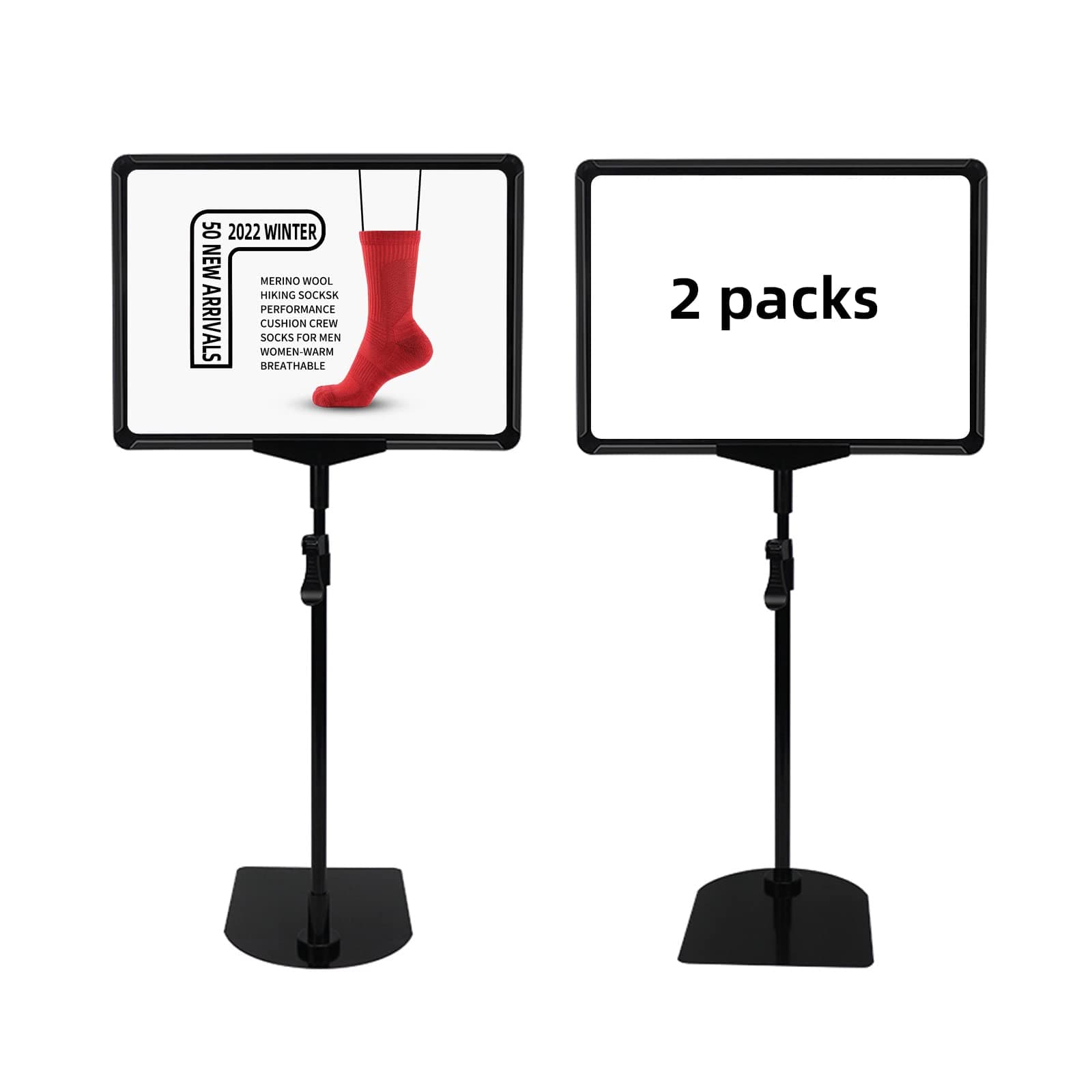 Sign Holder Stand,Sign Stand for Display,Adjustable Sign Holders For Table Top,Table Sign Holders 8.5 x 11,2 Packs,(Black, 39''height 2pcs)