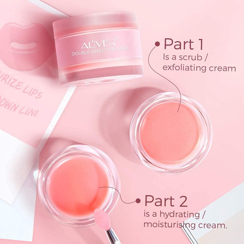 DOUBLE-EFFECT Lip Sleep Mask with Collagen Peptide,Moisturizing Strawberry Sleeping Lip Mask Overnight Hydrating Lip Balm Mask Exfoliating Lip Scrub Lip Care Treatment For Chapped and Cracked Lips