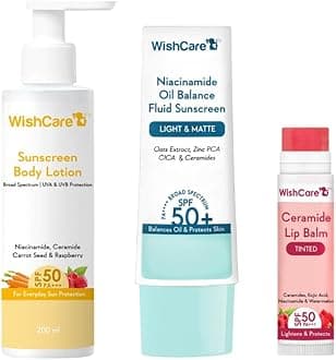 WishCare SPF 50 Head to Toe Combo for Sun Protection (200ml+50ml+5gm), All Skin Type